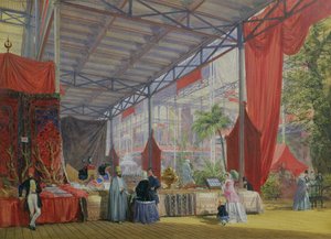 Une partie du transept de la Grande Exposition de 1851, montrant des stands avec les marchandises de la Turquie, 1851